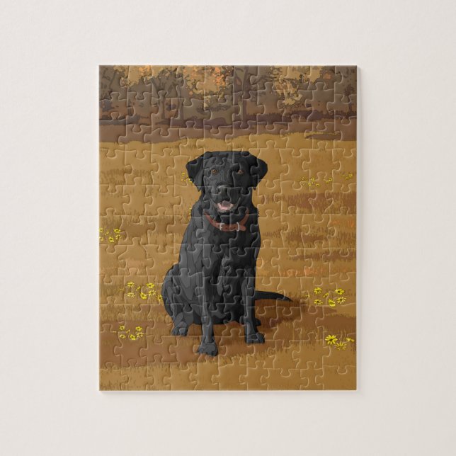 Quebra-cabeça Presente de sobrevoo do Cão Negro Labrador Retriev (Vertical)