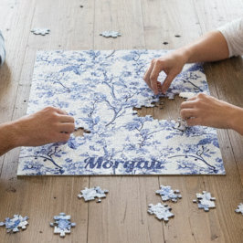 Quebra-cabeça Presente Floral Azul da Vintage em Francês Elegant