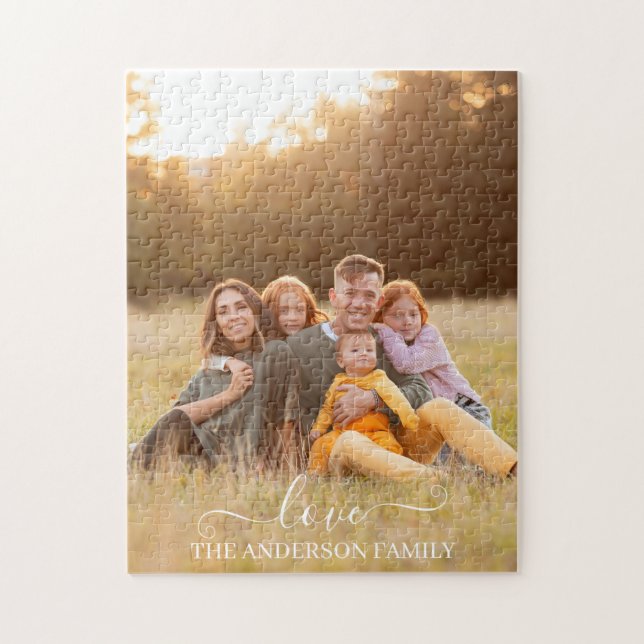 Quebra-cabeça Presente Personalizado com Nome da Família e Foto (Vertical)