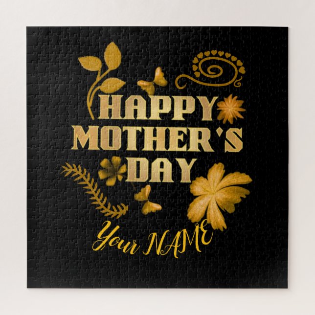 Quebra-cabeça Presente personalizado de Dia das Mães Floral Dour (Vertical)