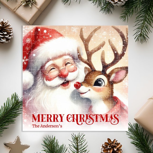 Quebra-cabeça Presente personalizado de Natal para crianças Papa (Personalized Santa Rudolph Christmas Kids Gift Jigsaw Puzzle

)