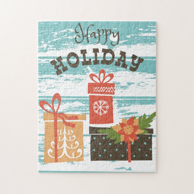 Quebra-cabeça Presentes de Natal de Férias Felizes (Vertical)