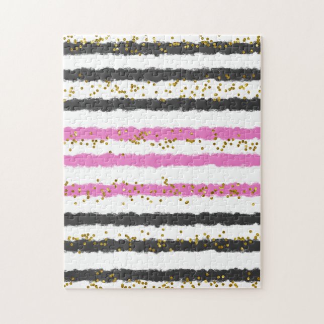 Quebra-cabeça Presentes engraçados preto e rosa para piadas impo (Vertical)