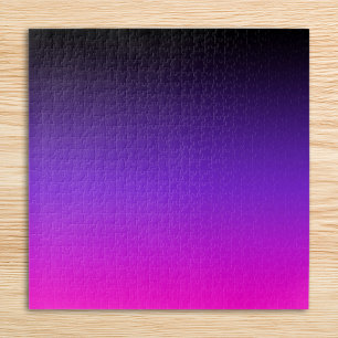 Quebra-cabeça Preto Azul Violeta e Rosa Neon Ombre