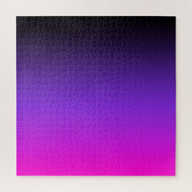 Quebra-cabeça Preto Azul Violeta e Rosa Neon Ombre (Vertical)