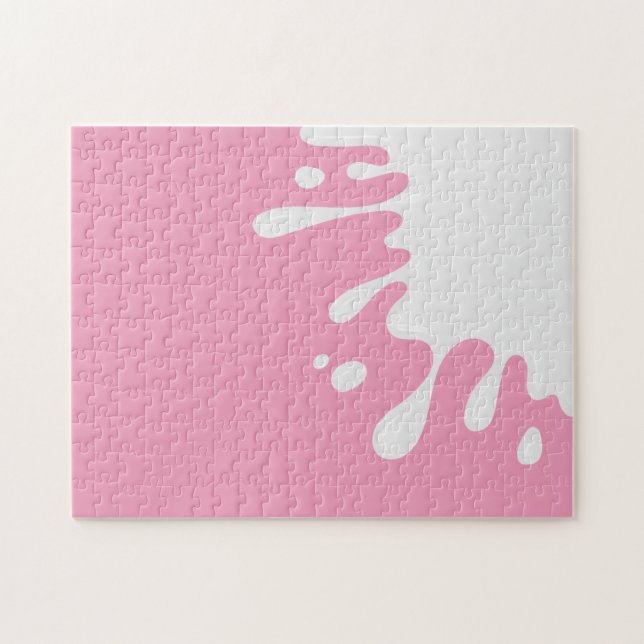 Quebra-cabeça Preto Branco de Tinta Sagrado no Amaranth Rosa Sér (Horizontal)