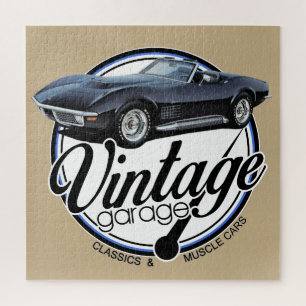Quebra-cabeça Preto Corveta da garagem do vintage