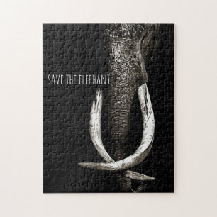Quebra-cabeça Preto e Branco Salvar o Elefante
