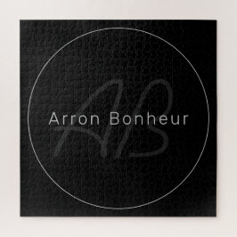 Quebra-cabeça Preto e Cinza modernos | Nome Legal e Monograma