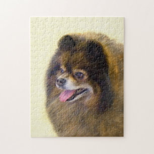 Quebra-cabeça Preto e Tan de Pomeranian que pintam a arte