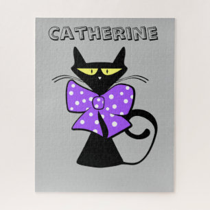 Quebra-cabeça Preto Gato Arco Roxo