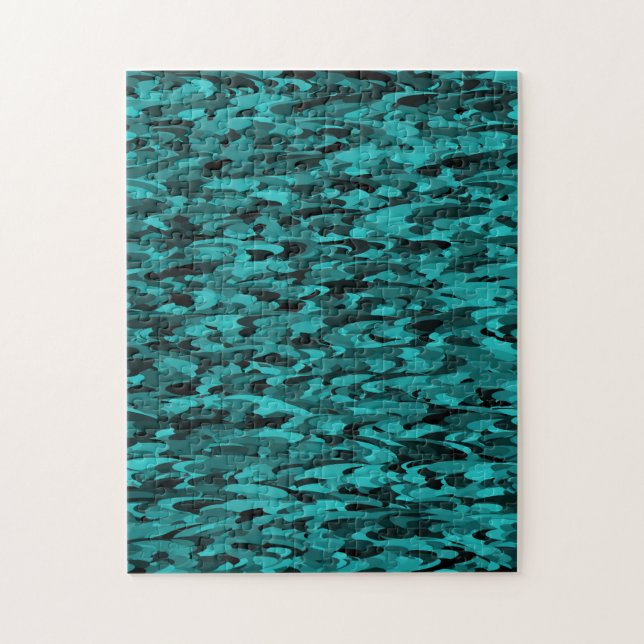 Quebra-cabeça Preto-Teal do Padrão abstrato (Vertical)