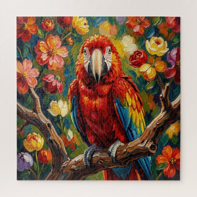 Quebra-cabeça Pretty Impasto Macaw Parrot | Blank (Vertical)