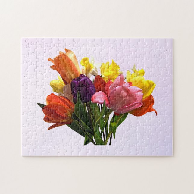 Quebra-cabeça primavera com Tulipas e Daffodils (Horizontal)