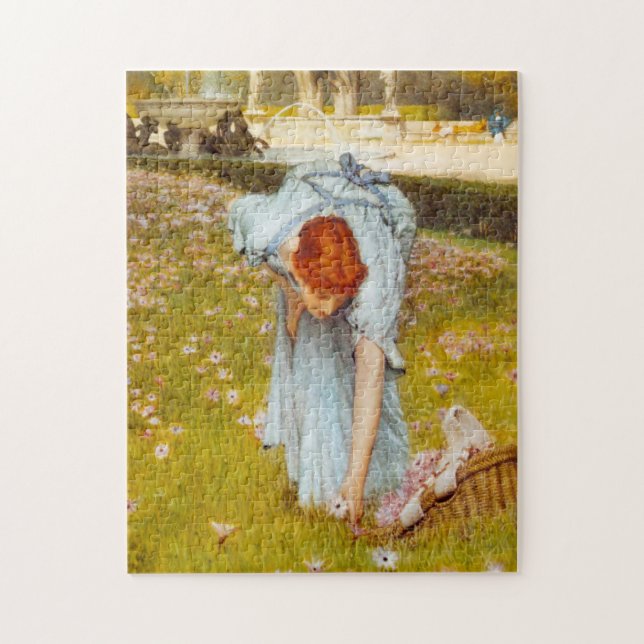 Quebra-cabeça Primavera de Lawrence Alma Tadema no jardim (Vertical)