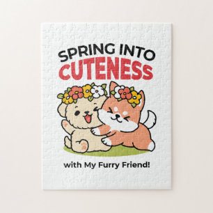 Quebra-cabeça Primavera dentro da cutena - Ilustração Adorável d