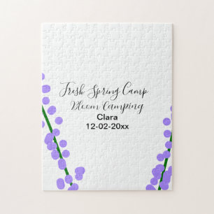 Quebra-cabeça Primavera fresca camping lavanda flores nome data 