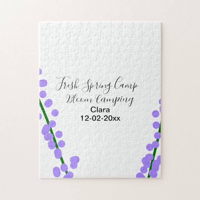 Quebra-cabeça Primavera fresca camping lavanda flores nome data  (Vertical)