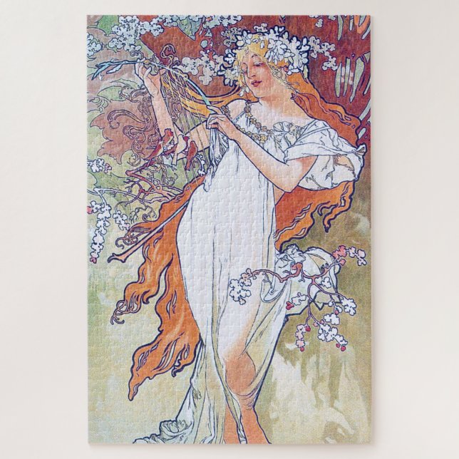 Quebra-cabeça Primavera (Quatro Assentos), Alphonse Mucha (Vertical)