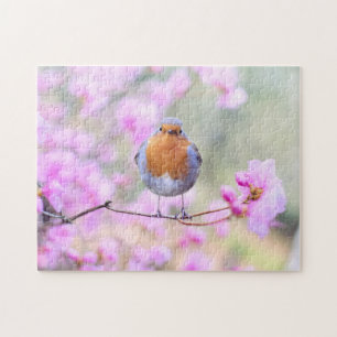 Quebra-cabeça Primavera Robin Bird Blossoms
