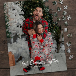 Quebra-cabeça Primeiro Natal Juntos Nome de Foto Engraçada
