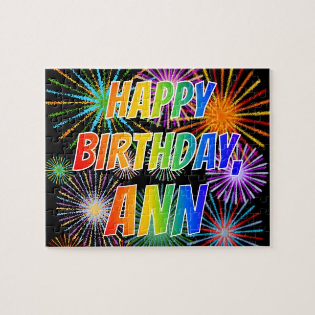 Quebra-cabeça Primeiro nome "ANN", Diversão "FELIZ ANIVERSÁRIO" (Horizontal)