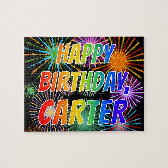 Quebra-cabeça Primeiro nome "CARTER", Diversão "FELIZ ANIVERSÁRI (Horizontal)