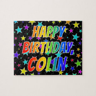 Quebra-cabeça Primeiro nome "COLIN", Diversão "FELIZ ANIVERSÁRIO