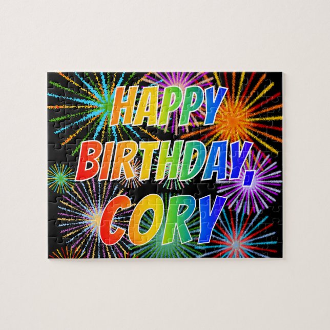 Quebra-cabeça Primeiro nome "CORY", "FELIZ ANIVERSÁRIO" (Horizontal)