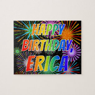 Quebra-cabeça Primeiro nome "ERICA", "FELIZ ANIVERSÁRIO"