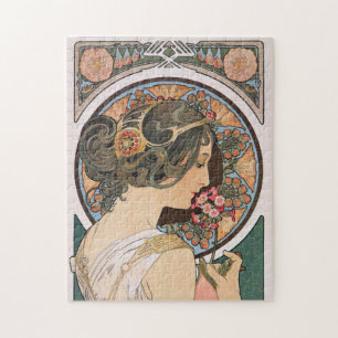 Quebra-cabeça Primrose por Alphonse Mucha - Vintage Art Nouveau
