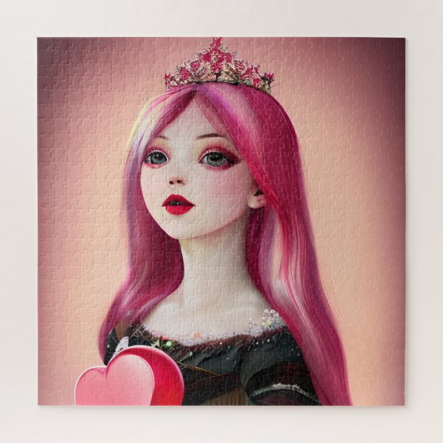 Quebra-cabeça Princesa bonito de Pink com Tiara (Vertical)