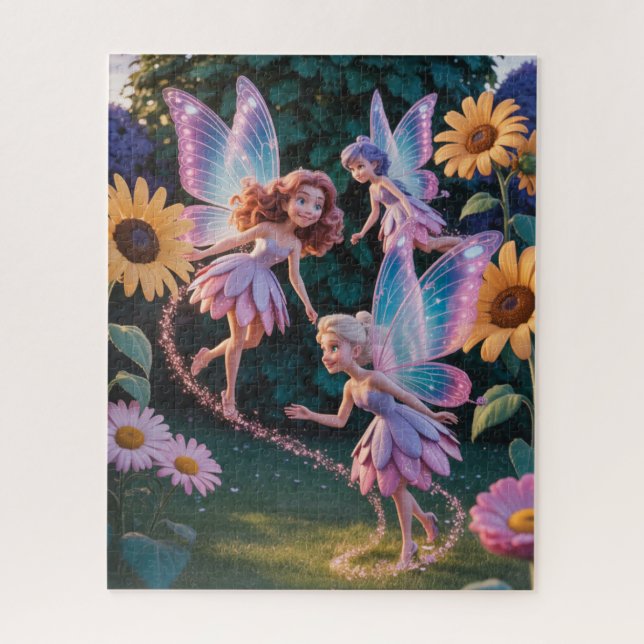 Quebra-cabeça Princesa fada em um jardim de flores (Vertical)