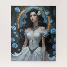 Princesa Fantástica com Rosas Azuis e Fiery Halo