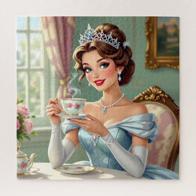 Quebra-cabeça Princesa sofisticada com coroa e vestido elegante (Vertical)
