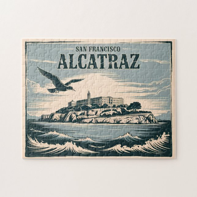 Quebra-cabeça Prisão da Ilha de Alcatraz Viagem a San Francisco  (Horizontal)