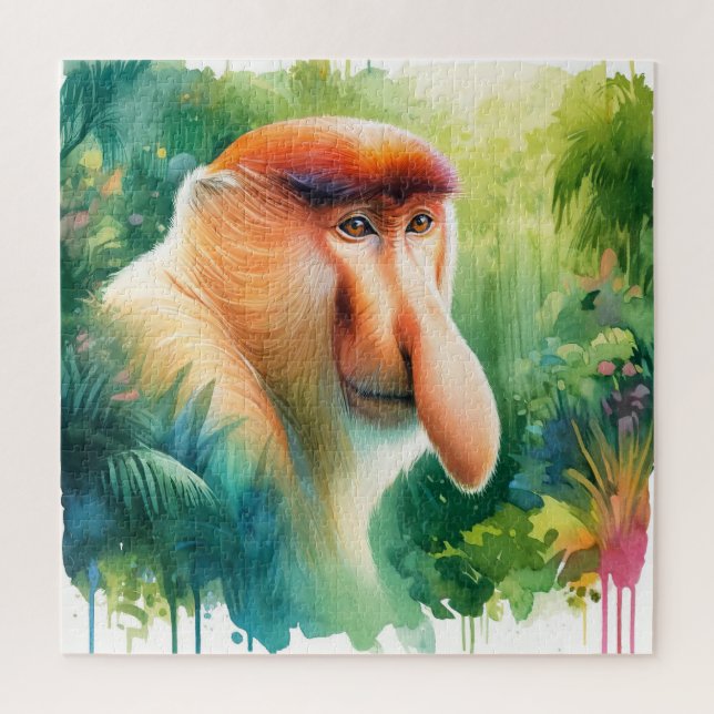 Quebra-cabeça Proboscis Monkey in Watercolors REF39 - Watercolor (Vertical)
