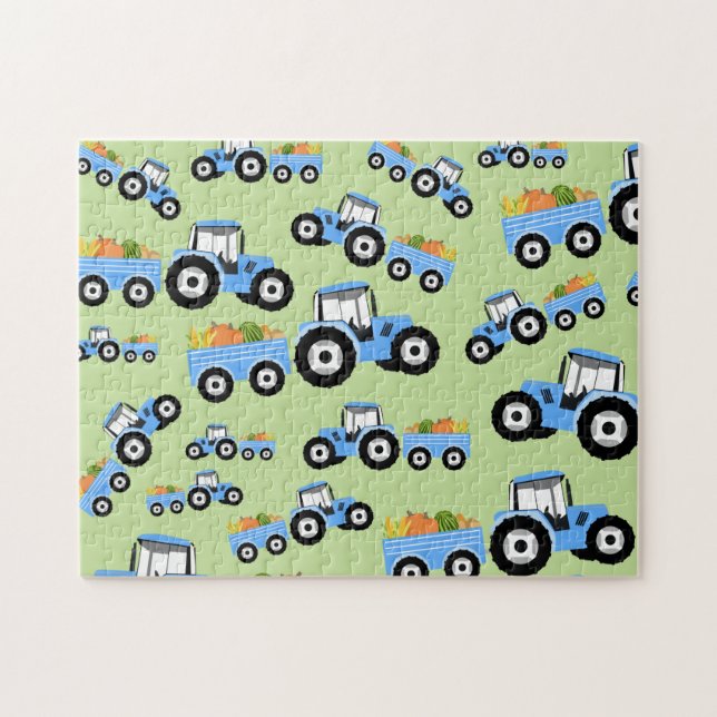 Quebra-cabeça Produto de Fazenda de Trator Azul (Horizontal)