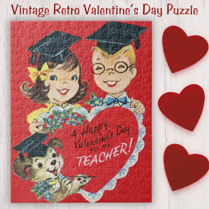 Quebra-cabeça Professora do Feliz dia de os namorados Vintage Re