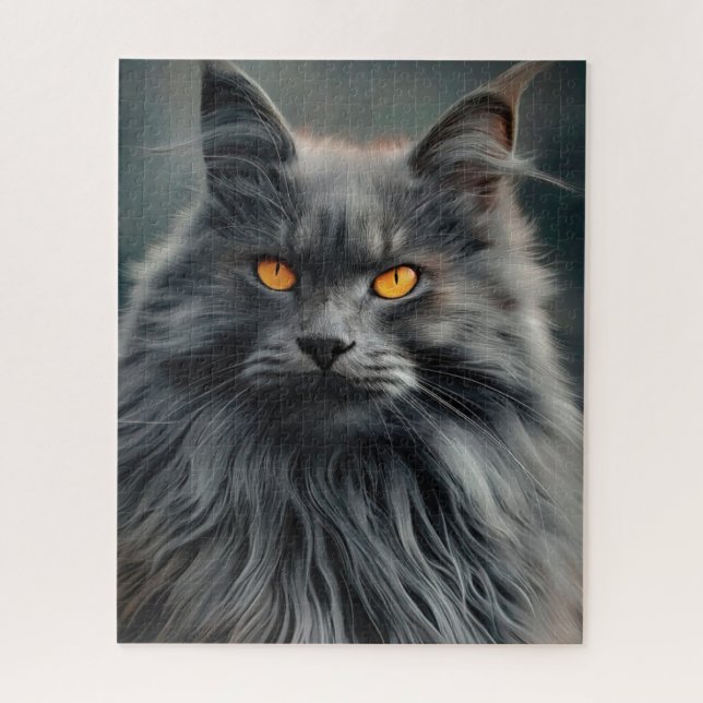 Quebra-cabeça Projeto de Retrato de Majestoso Gato de Cabelo Lon (Vertical)
