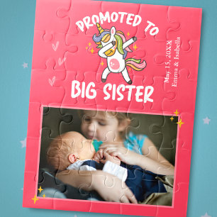 Quebra-cabeça Promovido à Big Sister Unicorn Foto e Texto Rosa