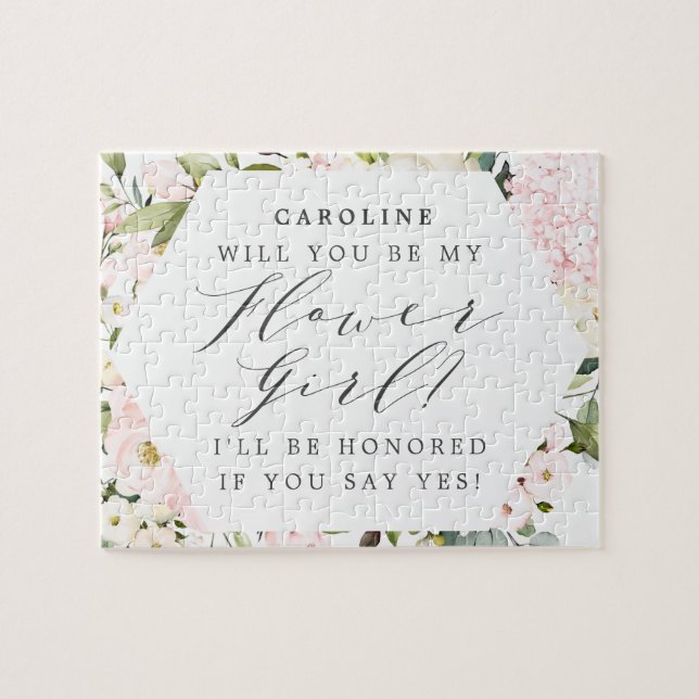 Quebra-cabeça Proposta de Garota Floral de Blush Geométrico (Horizontal)