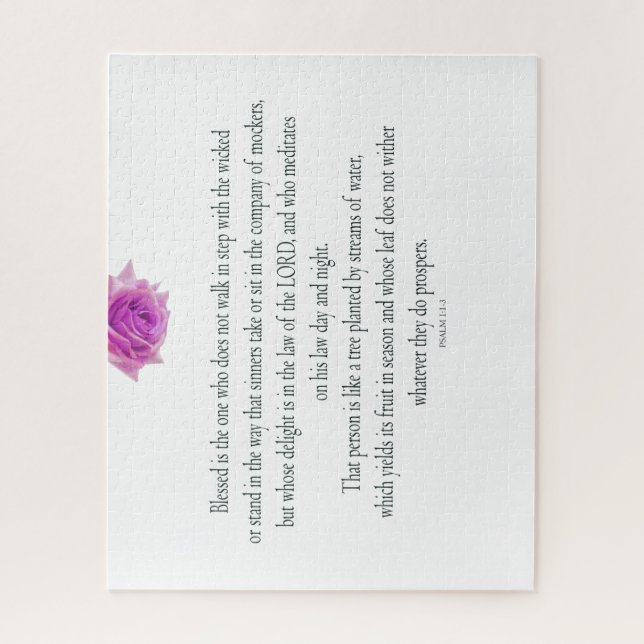 Quebra-cabeça PSALM 1:1-3 com Flor Roxo (Vertical)