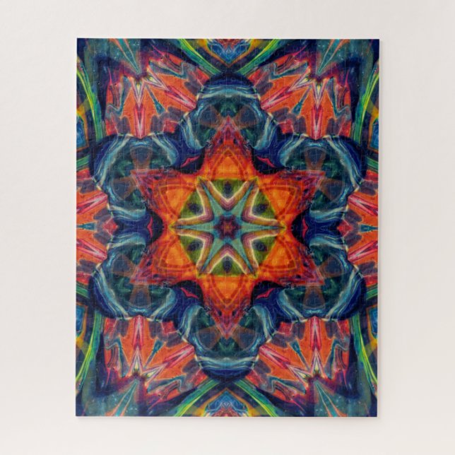 Quebra-cabeça Psicodélica Colorida Kaleidoscópio Padrão (Vertical)