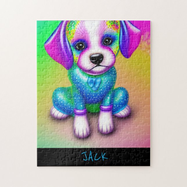 Quebra-cabeça PSIQUEDÉLICO DE CÃO COM NOME PERSONA (Vertical)