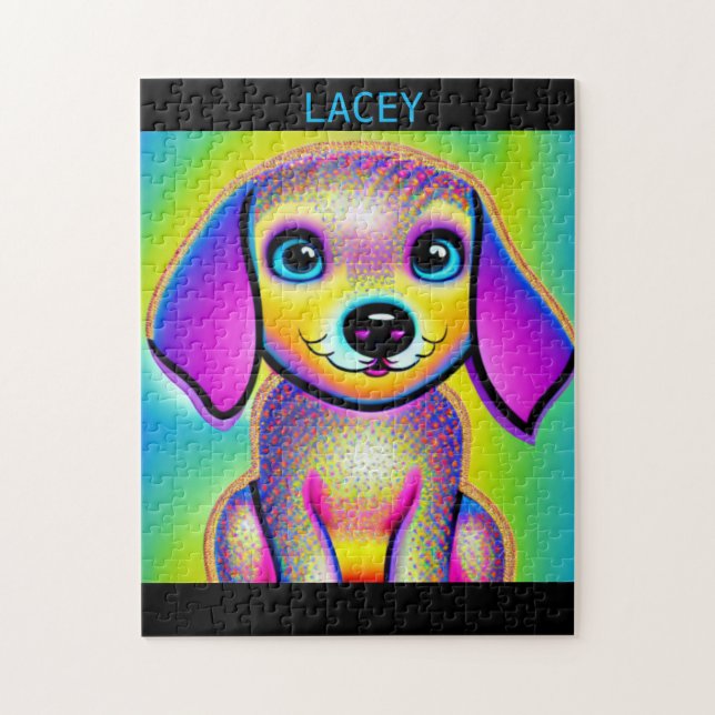 Quebra-cabeça PSIQUEDÉLICO DE CÃO COM NOME PERSONA (Vertical)