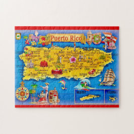 Quebra-cabeça Puerto Rico Island Map 11x14 Puzzle