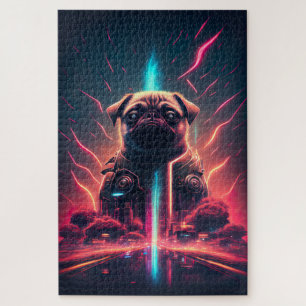 Quebra-cabeça Pug Adorável com Fantasia de Robô Futurista