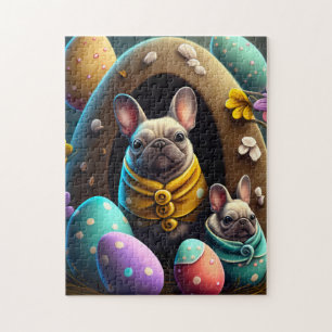Quebra-cabeça Pug Adorável com Ovos de Páscoa Um Festejo Fofo