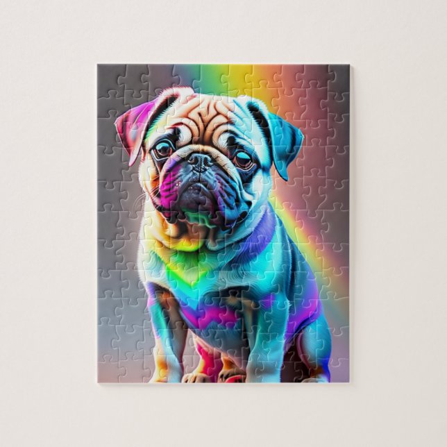 Quebra-cabeça Pug Colorido Bonito (Vertical)